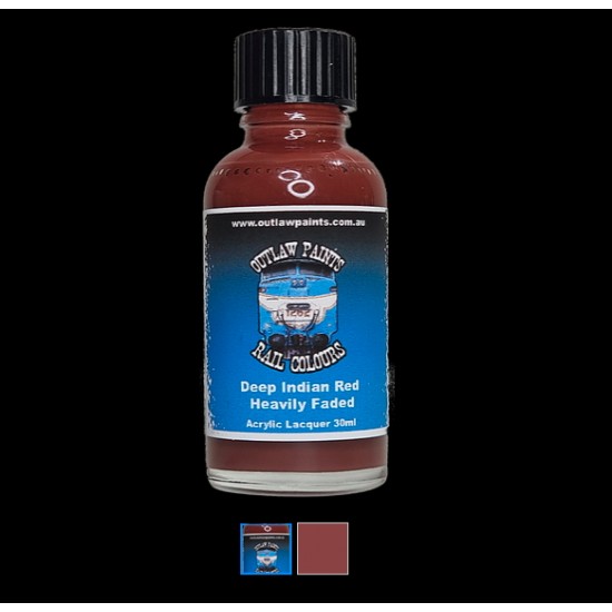 Acrylic Lacquer Paint - Solid Colour Deep Indian Red Heavily Faded (30ml)