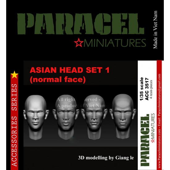 1/35 Vietnamese/Asian Head set Vol.1 - Normal Face (4pcs) 1/35 Vietnamese/Asian Head set Vol.1 - Normal Face (4pcs)