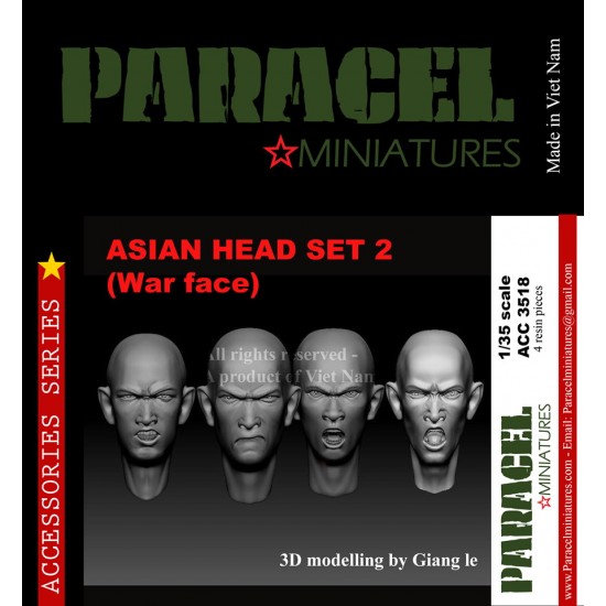 1/35 Vietnamese/Asian Head set Vol.2 - War Face (4pcs)