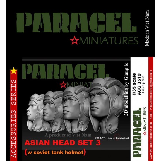 1/35 Vietnamese/Asian Head set Vol.3 - NVA Tank Helmet (4pcs) 1/35 Vietnamese/Asian Head set Vol.3 - NVA Tank Helmet (4pcs)