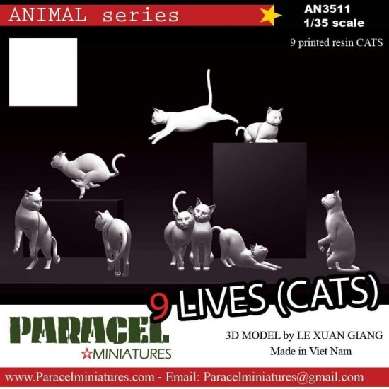 1/35 Mini Animal - Cats (9pcs, 3D prints) 1/35 Mini Animal - Cats (9pcs, 3D prints)