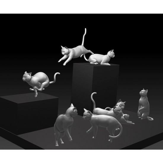1/35 Mini Animal - Cats (9pcs, 3D prints)