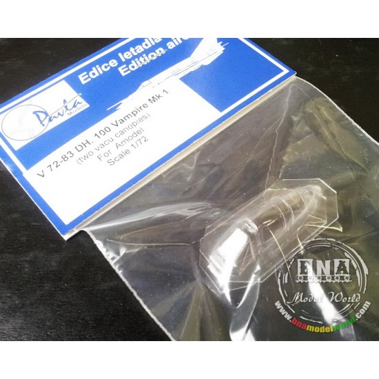 1/72 de Havilland Vampire Mk.1 Vacu-Formed Canopy for Amodel kit 1/72 de Havilland Vampire Mk.1 Vacu-Formed Canopy for Amodel kit