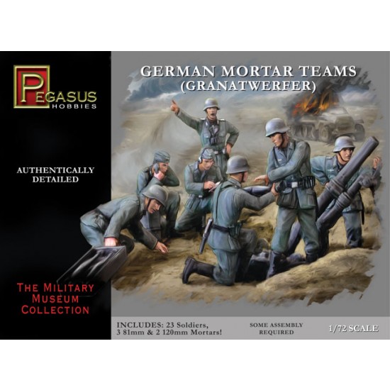 1/72 German Mortar Set (23 Soldiers, 3x 81mm Mortars, 2x 120mm Mortars) 1/72 German Mortar Set (23 Soldiers, 3x 81mm Mortars, 2x 120mm Mortars)