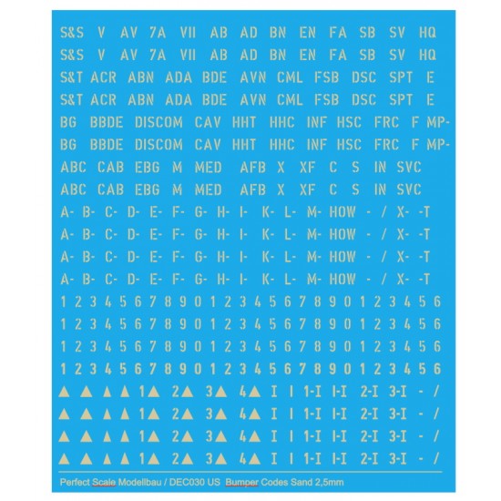Decal for 1/35 US Bumper Codes Sand Colour (large: 2.5mm height) Decal for 1/35 US Bumper Codes Sand Colour (large: 2.5mm height)