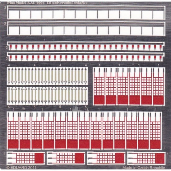 1/72 US Universal Detailed Seats set (23pcs)(Coloured Photoetch) 1/72 US Universal Detailed Seats set (23pcs)(Coloured Photoetch)