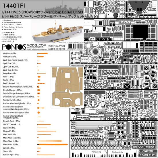 1/144 HMCS Snowberry Flower Class Corvette Detail Up Set for Revell kit #05132 1/144 HMCS Snowberry Flower Class Corvette Detail Up Set for Revell kit #05132