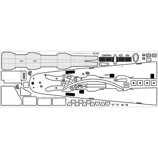 1/200 USS BB-63 Missouri 1945 Detail set for Trumpeter (Teak Tone Wood Deck+PE+Barrels...)