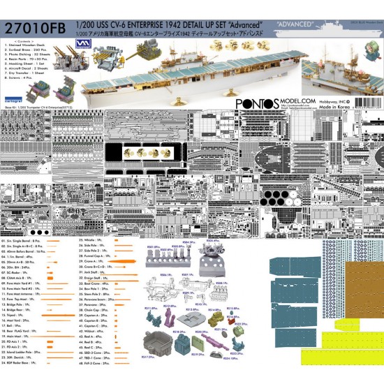 1/200 USS CV-6 Enterprise 1942 Detail up set (20B Deck Blue) 1/200 USS CV-6 Enterprise 1942 Detail up set (20B Deck Blue)