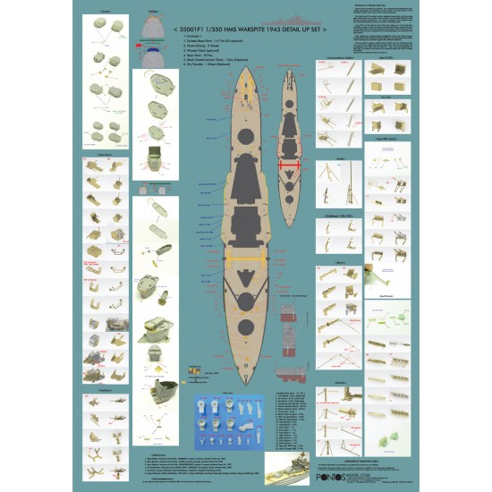 1/350 HMS Warspite 1943 Detail Up Set for Academy kit 1/350 HMS Warspite 1943 Detail Up Set for Academy kit