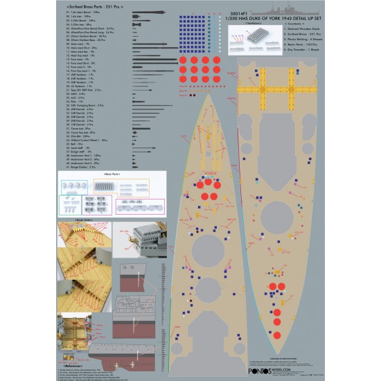 1/350 HMS Duke of York 1943 Detail-up set for Tamiya Prince of Wales kit 1/350 HMS Duke of York 1943 Detail-up set for Tamiya Prince of Wales kit
