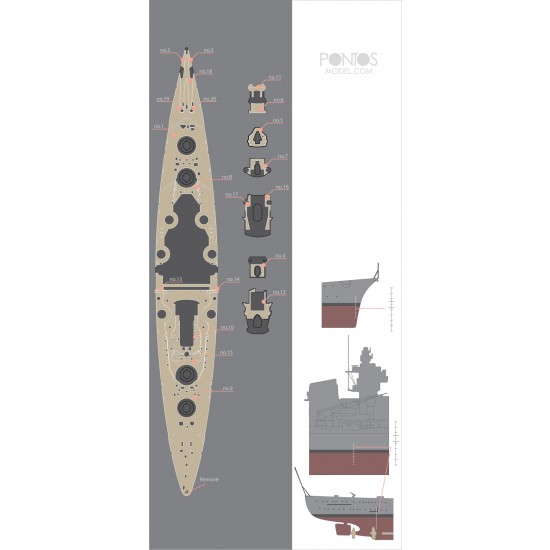 1/350 DKM Tirpitz Wooden Deck Set & Dry Transfer for Revell kit 1/350 DKM Tirpitz Wooden Deck Set & Dry Transfer for Revell kit
