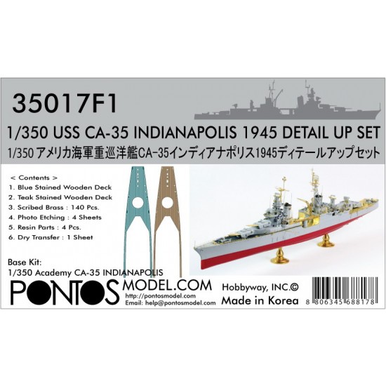 1/350 USS CA-35 Indianapolis 1945 Detail-up set for Academy kit 1/350 USS CA-35 Indianapolis 1945 Detail-up set for Academy kit