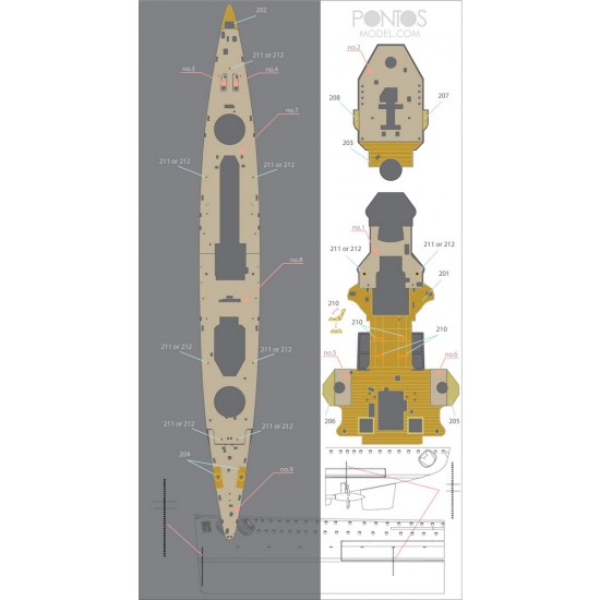 1/350 DKM Admiral Graf Spee Wooden Deck Set Type T for Trumpeter kit