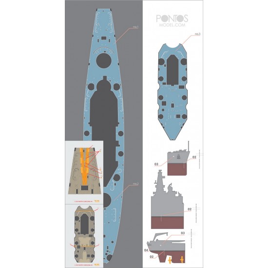 1/350 USS BB-55 North Carolina Wooden Deck Set Type 1 for Trumpeter kit