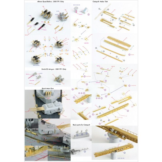 1/350 USS CA-35 Indianapolis 1945 Advanced Detail-up set for Academy kit 1/350 USS CA-35 Indianapolis 1945 Advanced Detail-up set for Academy kit