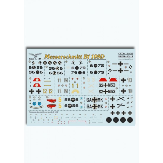 1/144 Wet Decals - Messerschmitt Bf 109D 1/144 Wet Decals - Messerschmitt Bf 109D