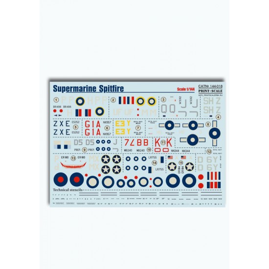 1/144 Wet Decals - Supermarine Spitfire 1/144 Wet Decals - Supermarine Spitfire