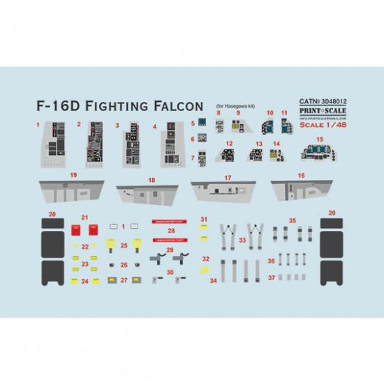 3D Decal for 1/48 General Dynamics F-16D Fighting Falcon Instrumental Panel for Hasegawa kits 3D Decal for 1/48 General Dynamics F-16D Fighting Falcon Instrumental Panel for Hasegawa kits