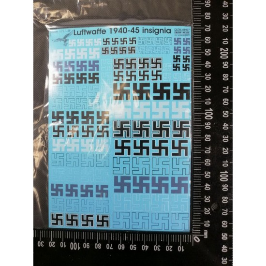 1/72-1/48 German Luftwaffe 1939-1945 Swastikas Decals 1/72-1/48 German Luftwaffe 1939-1945 Swastikas Decals
