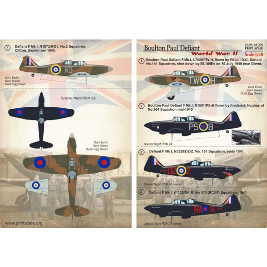 1/48 Wet Decals - Boulton-Paul Defiant 1/48 Wet Decals - Boulton-Paul Defiant