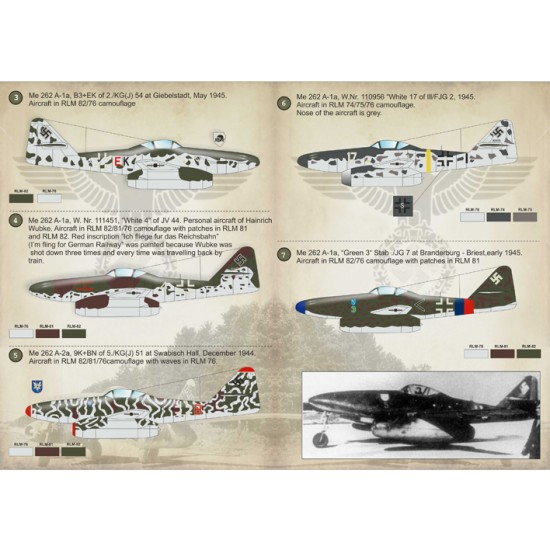 1/48 Wet Decals - Messerschmitt Me 262 Schwalbe 1/48 Wet Decals - Messerschmitt Me 262 Schwalbe