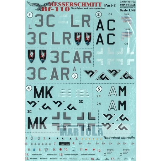 1/48 Wet Decals - Messerschmitt Bf 110 Part 2 1/48 Wet Decals - Messerschmitt Bf 110 Part 2