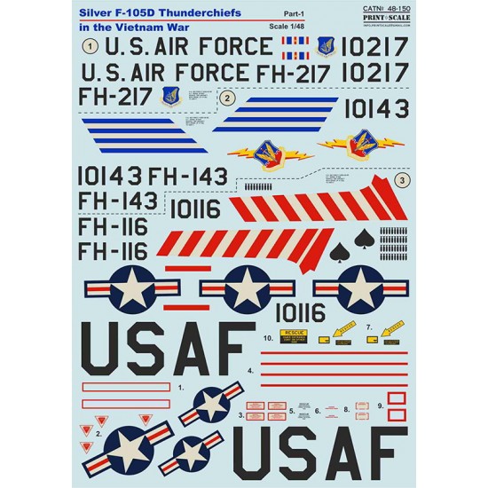 Decals for 1/48 Silver F-105D Thunderchiefs in the Vietnam War Part.1 Decals for 1/48 Silver F-105D Thunderchiefs in the Vietnam War Part.1