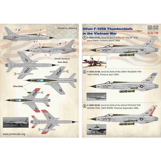 Decals for 1/48 Silver F-105D Thunderchiefs in the Vietnam War Part.1 Decals for 1/48 Silver F-105D Thunderchiefs in the Vietnam War Part.1