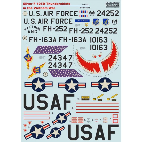 Decals for 1/48 Silver F-105D Thunderchiefs in the Vietnam War Part.2 Decals for 1/48 Silver F-105D Thunderchiefs in the Vietnam War Part.2