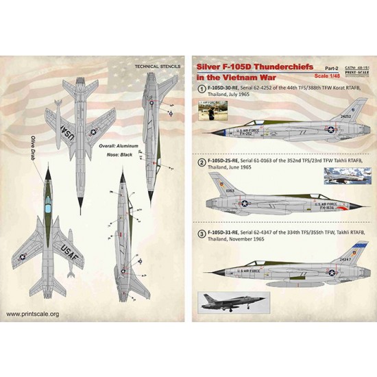 Decals for 1/48 Silver F-105D Thunderchiefs in the Vietnam War Part.2 Decals for 1/48 Silver F-105D Thunderchiefs in the Vietnam War Part.2