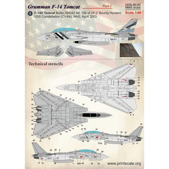 Decals for 1/48 Grumman F-14 Tomcat Part 1