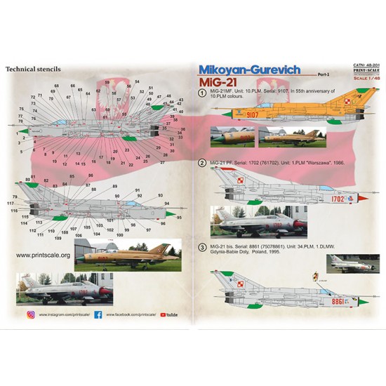 Decals for 1/48 Polish Air Force Mikoyan-Gurevich MiG-21 Part 1