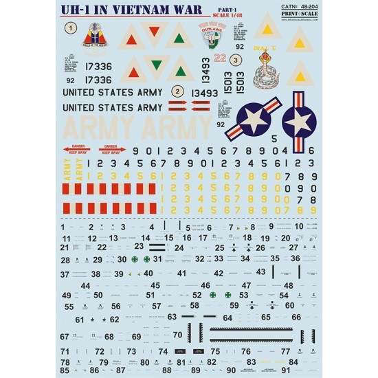 Decals for 1/48 Bell UH-1 in Viet Nam War Part 1