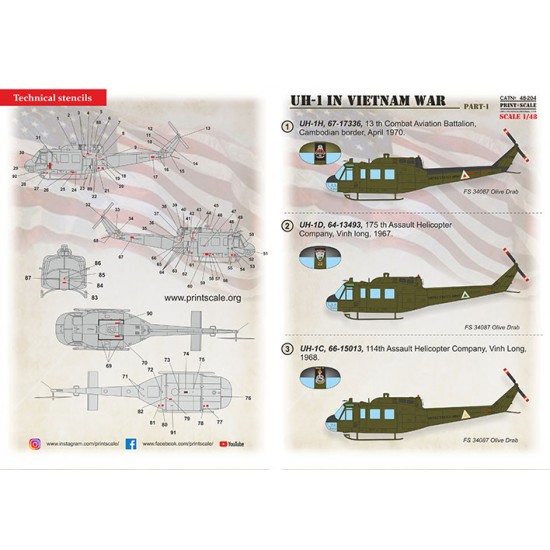 Decals for 1/48 Bell UH-1 in Viet Nam War Part 1
