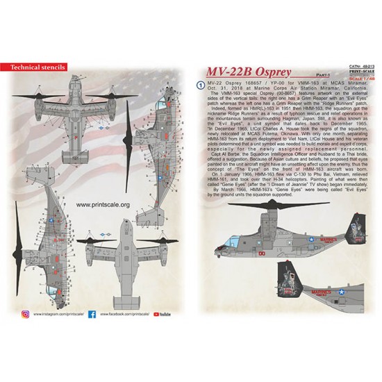 Decals for 1/48 Bell Boeing MV-22B Osprey Part 1 Decals for 1/48 Bell Boeing MV-22B Osprey Part 1
