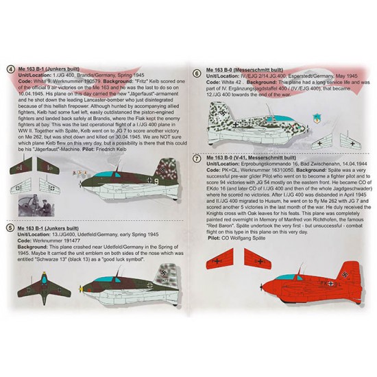 Decals for 1/48 Messerschmitt Me-163B Komet Decals for 1/48 Messerschmitt Me-163B Komet