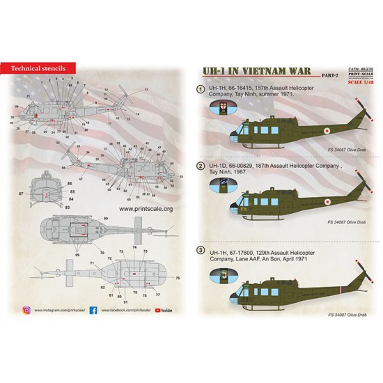 Decals for 1/48 Bell UH-1 Huey in Vietnam War Part 2 Decals for 1/48 Bell UH-1 Huey in Vietnam War Part 2