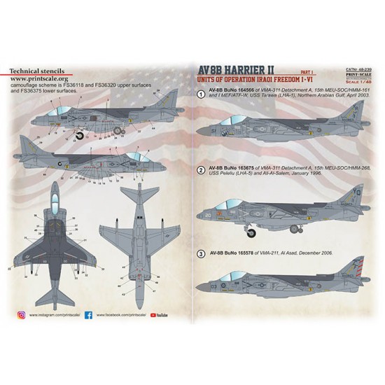 1/48 AV-8B Harrier Decal Part 1 - Operations Iraq Freedom 1/48 AV-8B Harrier Decal Part 1 - Operations Iraq Freedom