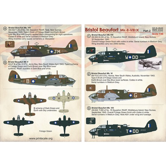 Decal for 1/48 RAAF Bristol Beaufort Part 2 Decal for 1/48 RAAF Bristol Beaufort Part 2
