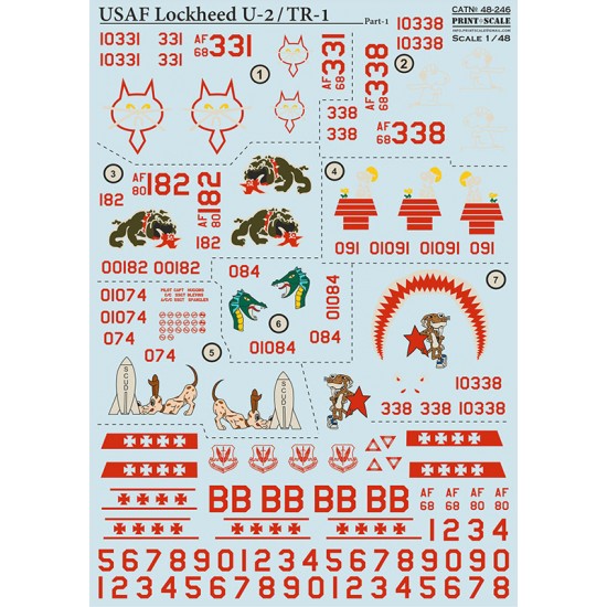 1/48 USAF Lockheed U2/TR-1 Part 1 Decal 1/48 USAF Lockheed U2/TR-1 Part 1 Decal