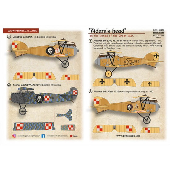 1/48 Adams Head on the wings of the Great War Part 1 Decal 1/48 Adams Head on the wings of the Great War Part 1 Decal