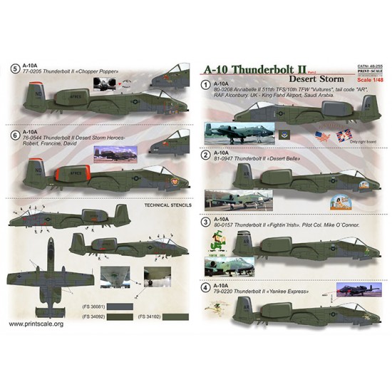 Decal for 1/48 A-10 Thunderbolt. Desert Storm Part 2 Decal for 1/48 A-10 Thunderbolt. Desert Storm Part 2