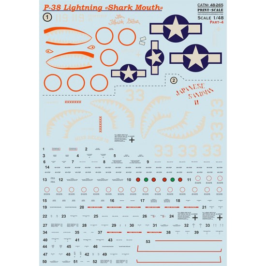 Decal for 1/48 P-38 Lightning Part 4 Decal for 1/48 P-38 Lightning Part 4