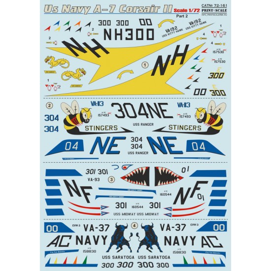1/72 Wet Decals - US Navy Vought A-7 Corsair II Part 2 1/72 Wet Decals - US Navy Vought A-7 Corsair II Part 2