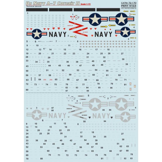 1/72 Wet Decals - US Navy Vought A-7 Corsair II Part 2 1/72 Wet Decals - US Navy Vought A-7 Corsair II Part 2