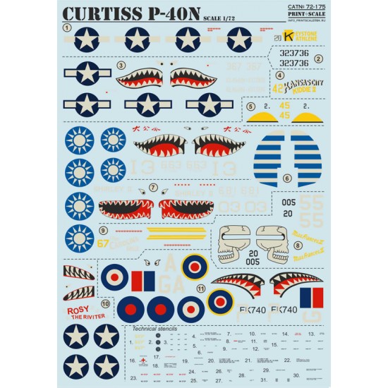 1/72 Wet Decals - Curtiss P-40N Warhawk 1/72 Wet Decals - Curtiss P-40N Warhawk