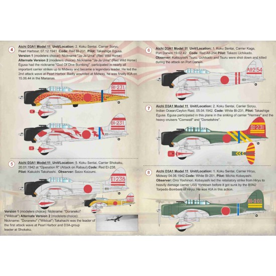 1/72 Wet Decals - Aichi D3A1 Val 1/72 Wet Decals - Aichi D3A1 Val