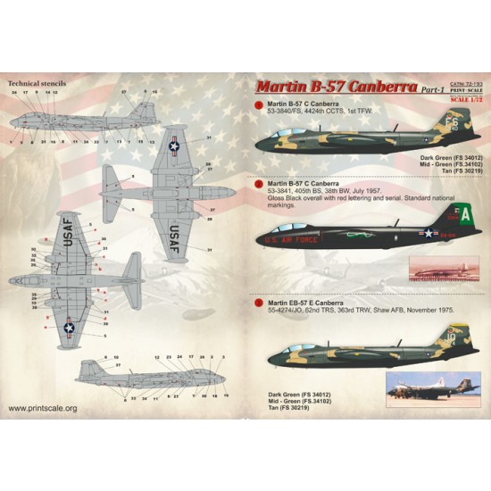 1/72 Wet Decals - Martin B-57 Canberra Part 1 1/72 Wet Decals - Martin B-57 Canberra Part 1
