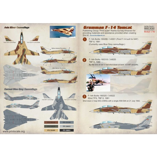 1/72 Wet Decals - Iranian Grumman F-14 Tomcat 1/72 Wet Decals - Iranian Grumman F-14 Tomcat